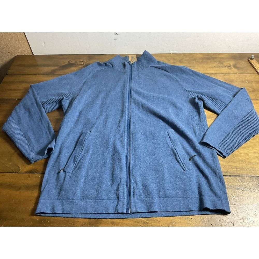 Duluth Trading Co Men's Blue Yonder Full Zip Mock Sweater Large